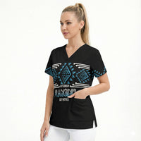 Aotearoa Atua Ranginui Personalised Scrub Top Maori Sky Father Taniko Motifs LT14 - Polynesian Pride