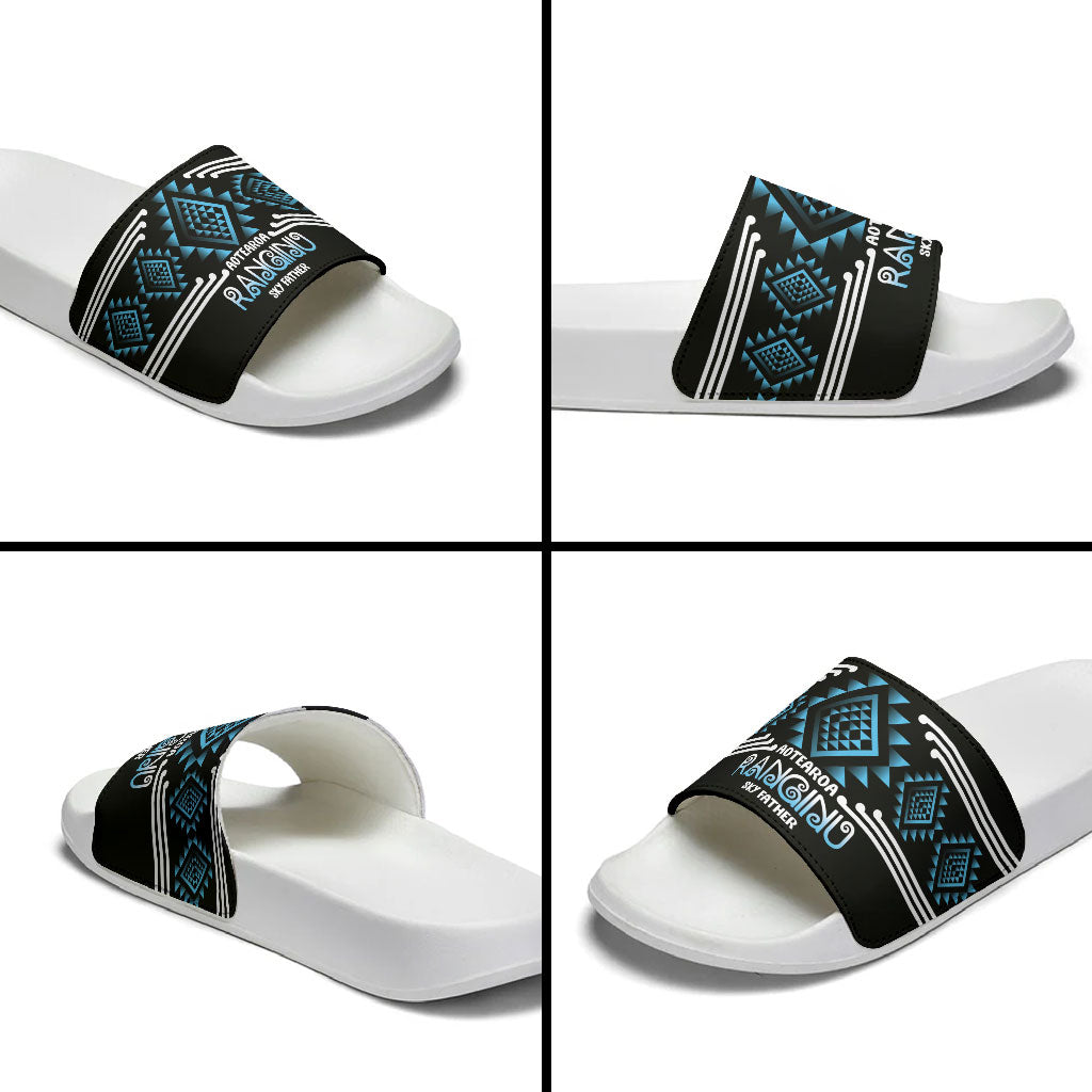 Aotearoa Atua Ranginui Slide Sandals Maori Sky Father Taniko Motifs LT14 - Polynesian Pride