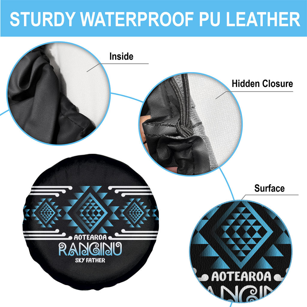 Aotearoa Atua Ranginui Spare Tire Cover Maori Sky Father Taniko Motifs LT14 - Polynesian Pride