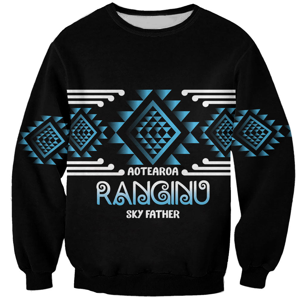 Aotearoa Atua Ranginui Personalised Sweatshirt Maori Sky Father Taniko Motifs LT14 Unisex Blue - Polynesian Pride
