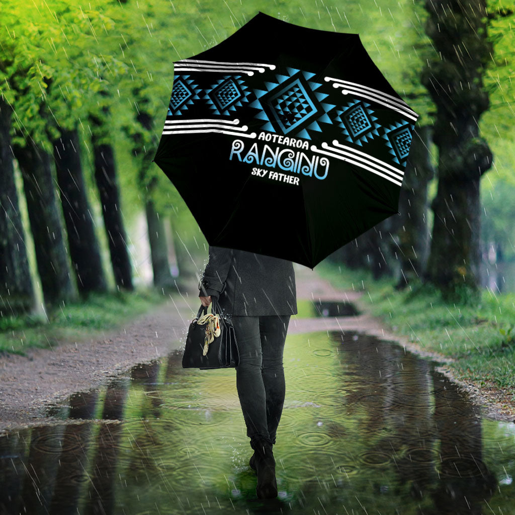Aotearoa Atua Ranginui Umbrella Maori Sky Father Taniko Motifs LT14 - Polynesian Pride