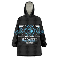 Aotearoa Atua Ranginui Personalised Wearable Blanket Hoodie Maori Sky Father Taniko Motifs LT14 One Size Blue - Polynesian Pride