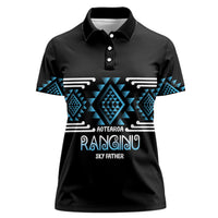 Aotearoa Atua Ranginui Personalised Women Polo Shirt Maori Sky Father Taniko Motifs LT14 Female Blue - Polynesian Pride