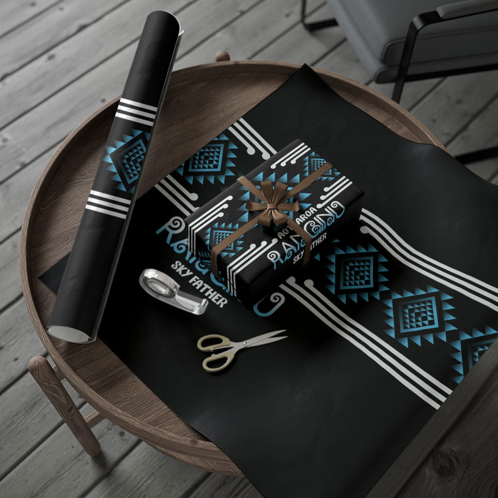 Aotearoa Atua Ranginui Wrapping Paper Maori Sky Father Taniko Motifs LT14 - Polynesian Pride