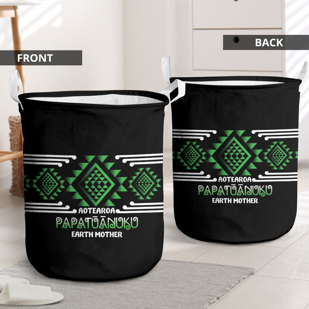 Aotearoa Atua Papatuanuku Laundry Basket Maori Earth Mother Taniko Motifs LT14 - Polynesian Pride