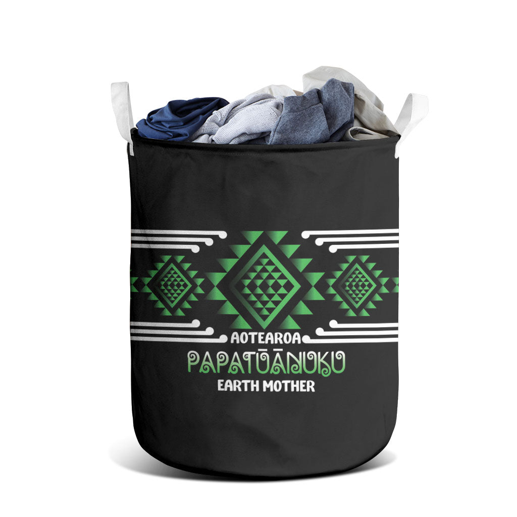 Aotearoa Atua Papatuanuku Laundry Basket Maori Earth Mother Taniko Motifs LT14 - Polynesian Pride