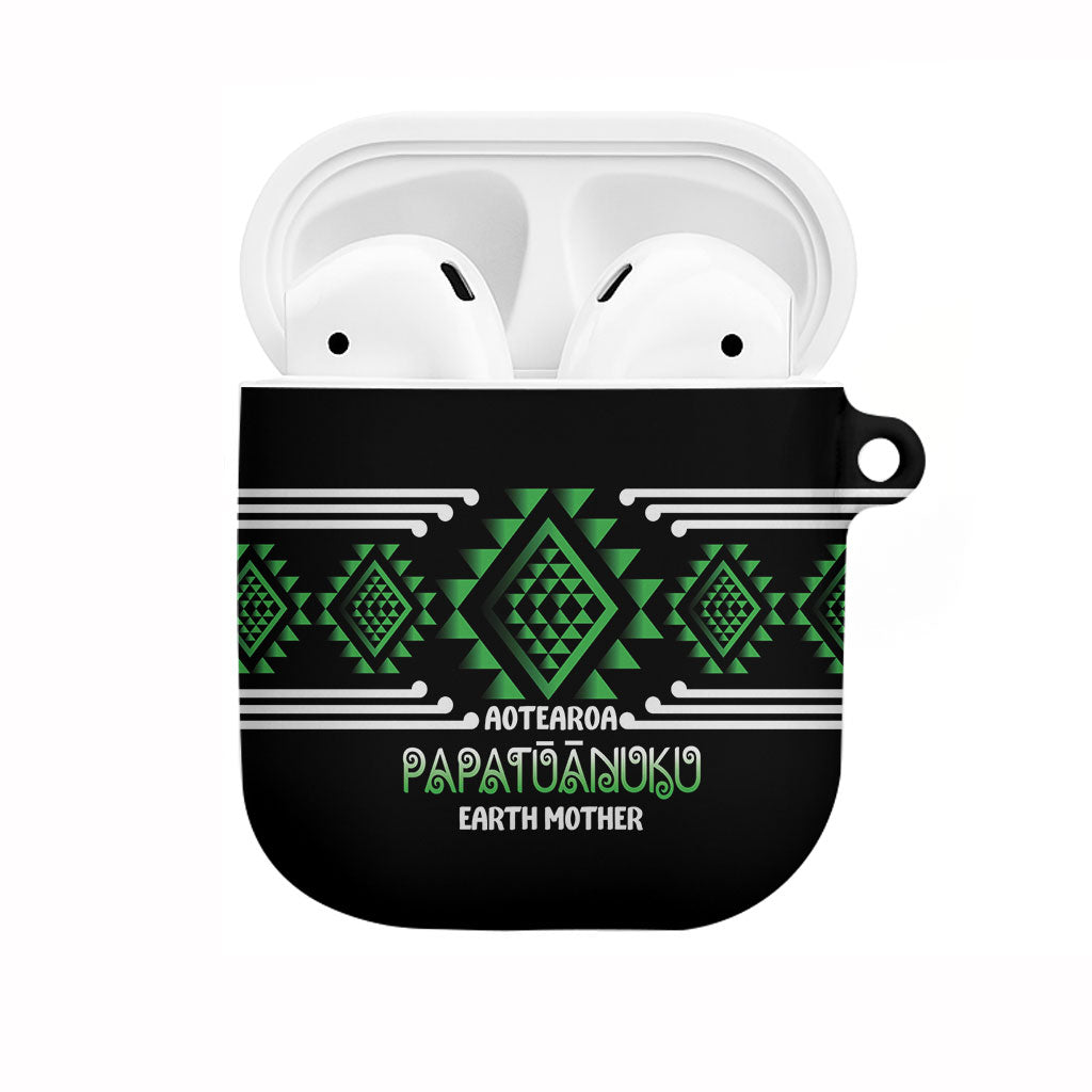 Aotearoa Atua Papatuanuku AirPods Case Maori Earth Mother Taniko Motifs LT14 Green - Polynesian Pride