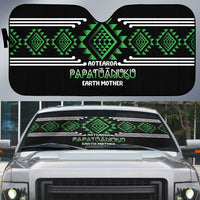 Aotearoa Atua Papatuanuku Auto Sun Shade Maori Earth Mother Taniko Motifs LT14 Green - Polynesian Pride