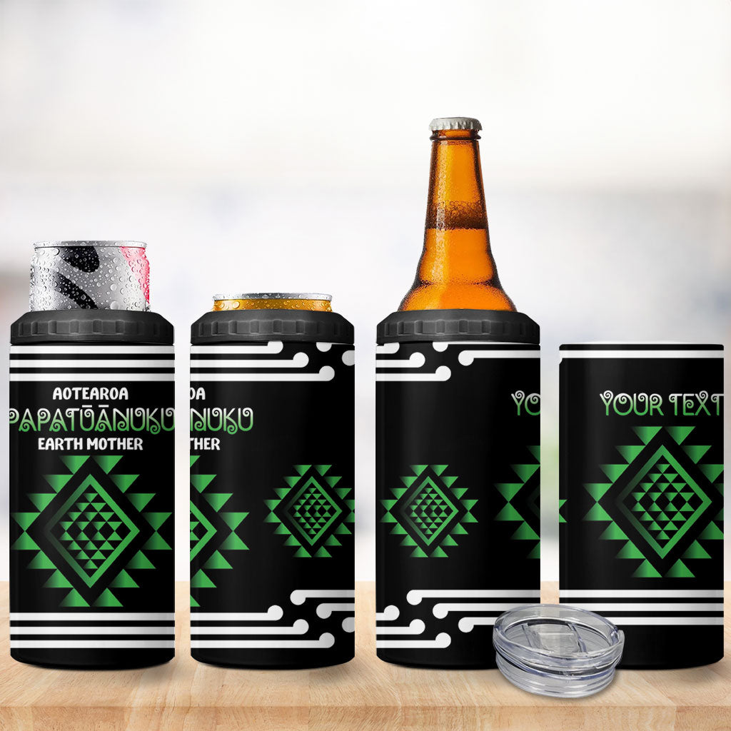 Aotearoa Atua Papatuanuku Personalised 4 in 1 Can Cooler Tumbler Maori Earth Mother Taniko Motifs LT14 - Polynesian Pride