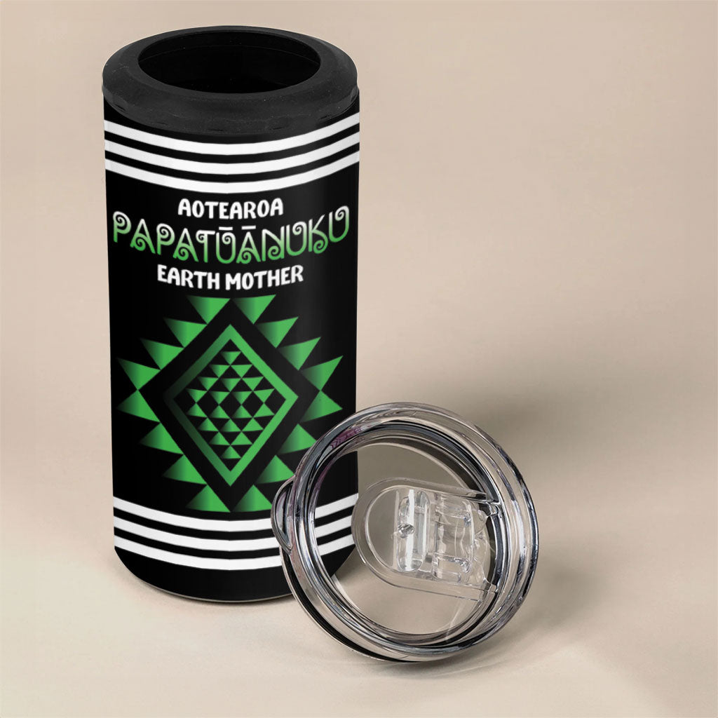 Aotearoa Atua Papatuanuku Personalised 4 in 1 Can Cooler Tumbler Maori Earth Mother Taniko Motifs LT14 - Polynesian Pride