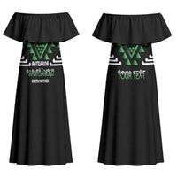 Aotearoa Atua Papatuanuku Personalised Couples Matching Off Shoulder Maxi Dress and Hawaiian Shirt Maori Earth Mother Taniko Motifs LT14 - Polynesian Pride