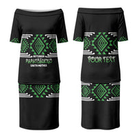 Aotearoa Atua Papatuanuku Personalised Couples Matching Puletasi and Long Sleeve Button Shirt Maori Earth Mother Taniko Motifs LT14 - Polynesian Pride