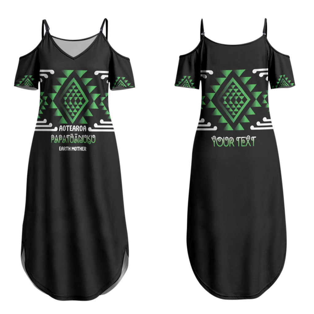 Aotearoa Atua Papatuanuku Personalised Couples Matching Summer Maxi Dress and Long Sleeve Button Shirt Maori Earth Mother Taniko Motifs LT14 - Polynesian Pride