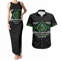 Aotearoa Atua Papatuanuku Personalised Couples Matching Tank Maxi Dress and Hawaiian Shirt Maori Earth Mother Taniko Motifs LT14 Green - Polynesian Pride