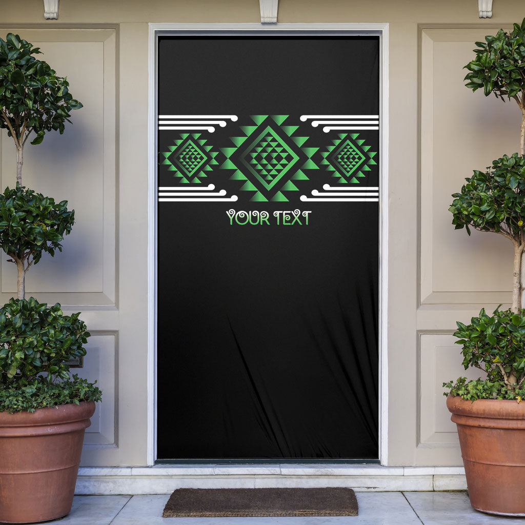 Aotearoa Atua Papatuanuku Personalised Door Cover Maori Earth Mother Taniko Motifs LT14 Green - Polynesian Pride