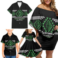 Aotearoa Atua Papatuanuku Personalised Family Matching Off Shoulder Short Dress and Hawaiian Shirt Maori Earth Mother Taniko Motifs LT14 - Polynesian Pride