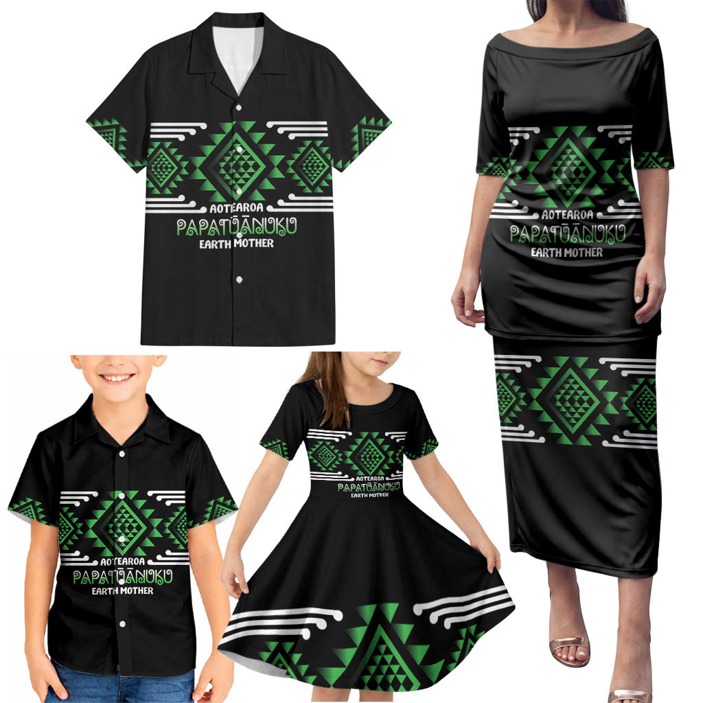 Aotearoa Atua Papatuanuku Personalised Family Matching Puletasi and Hawaiian Shirt Maori Earth Mother Taniko Motifs LT14 - Polynesian Pride