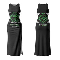 Aotearoa Atua Papatuanuku Personalised Family Matching Tank Maxi Dress and Hawaiian Shirt Maori Earth Mother Taniko Motifs LT14 Mom's Dress Green - Polynesian Pride