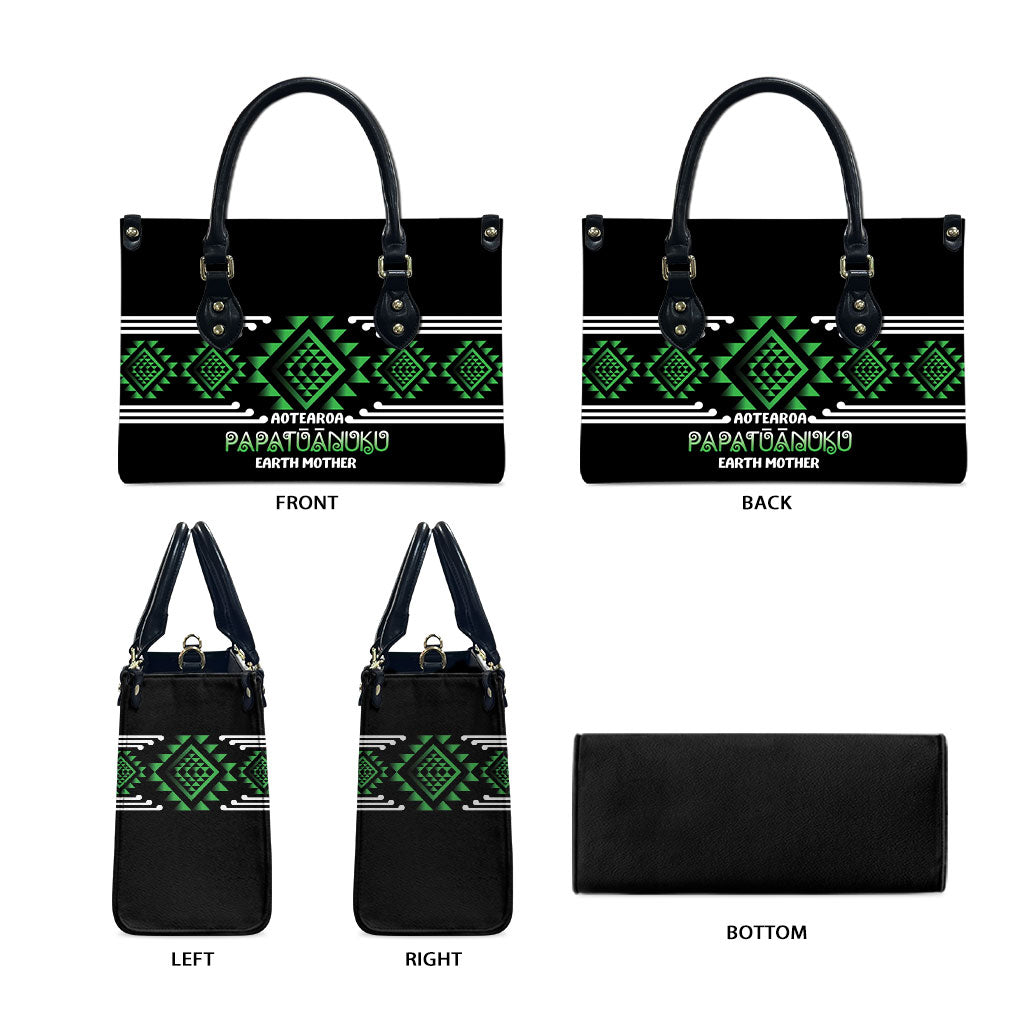 Aotearoa Atua Papatuanuku Leather Bag Maori Earth Mother Taniko Motifs LT14 - Polynesian Pride