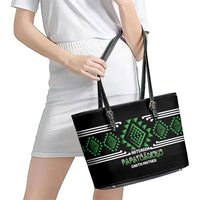 Aotearoa Atua Papatuanuku Leather Tote Bag Maori Earth Mother Taniko Motifs LT14 - Polynesian Pride