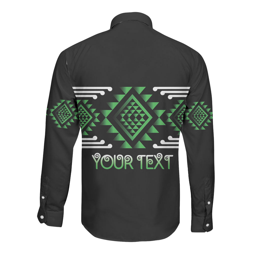 Aotearoa Atua Papatuanuku Personalised Long Sleeve Button Shirt Maori Earth Mother Taniko Motifs LT14 - Polynesian Pride