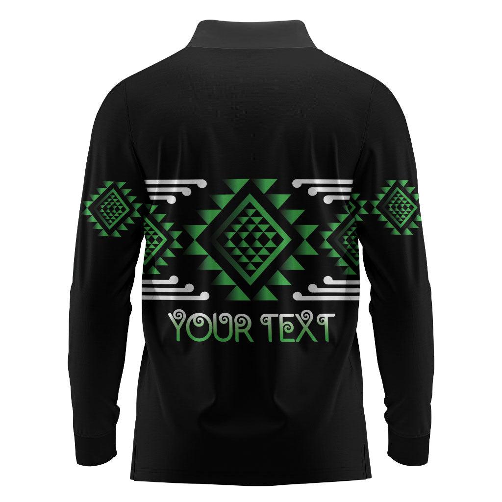 Aotearoa Atua Papatuanuku Personalised Long Sleeve Polo Shirt Maori Earth Mother Taniko Motifs LT14 - Polynesian Pride