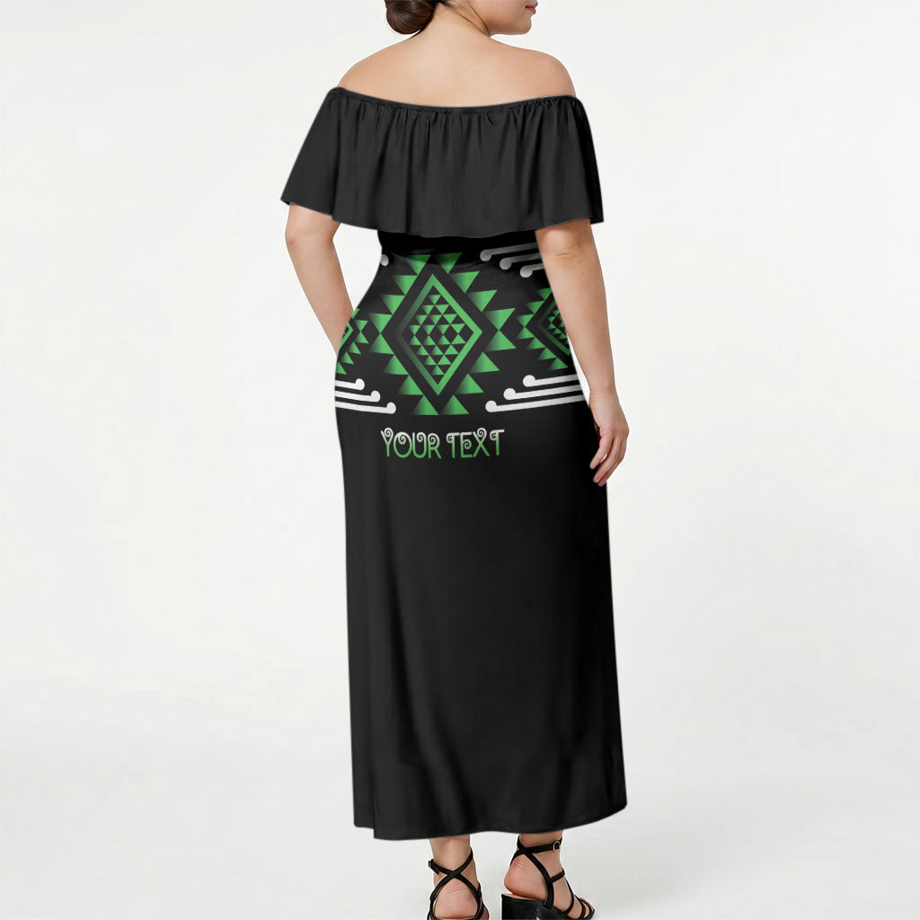 Aotearoa Atua Papatuanuku Personalised Off Shoulder Maxi Dress Maori Earth Mother Taniko Motifs LT14 - Polynesian Pride