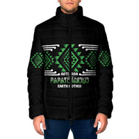Aotearoa Atua Papatuanuku Personalised Padded Jacket Maori Earth Mother Taniko Motifs LT14 Men Green - Polynesian Pride