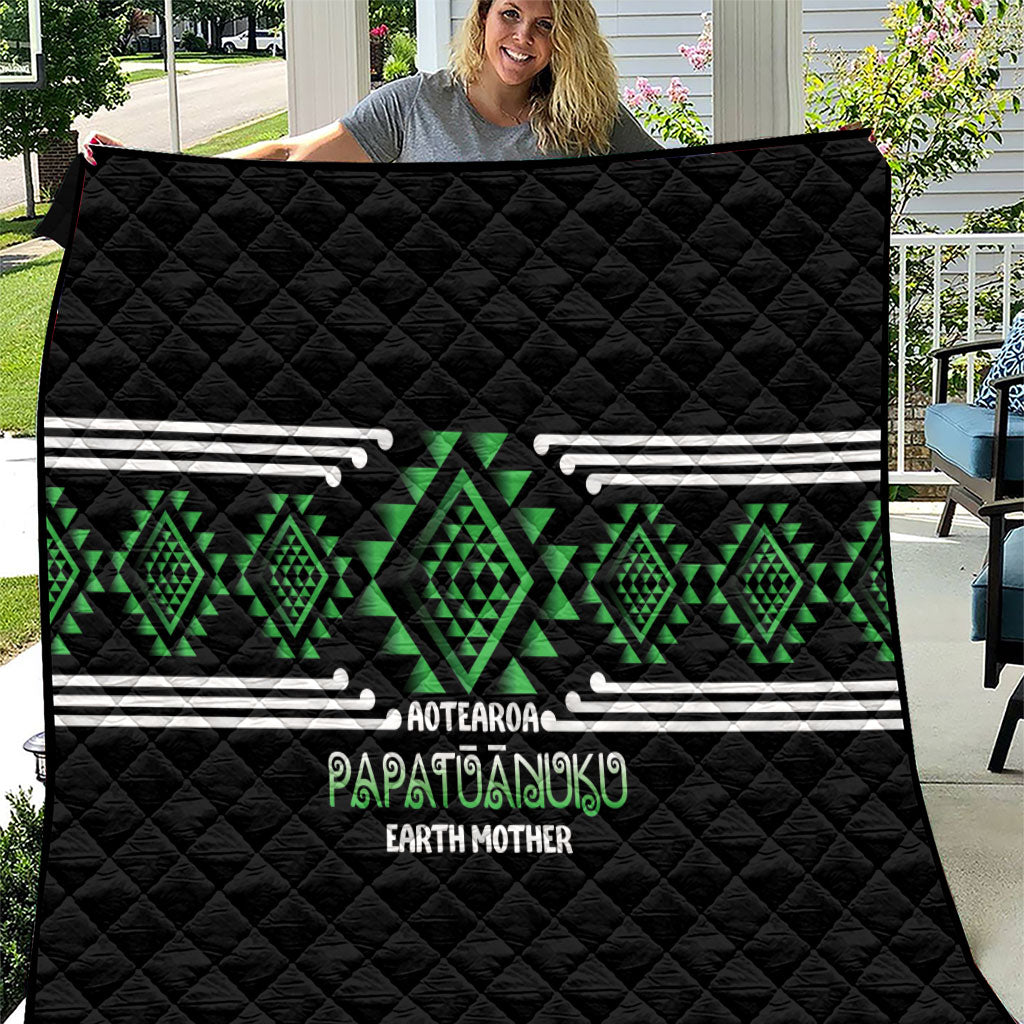 Aotearoa Atua Papatuanuku Quilt Maori Earth Mother Taniko Motifs LT14 Green - Polynesian Pride