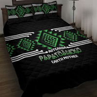 Aotearoa Atua Papatuanuku Quilt Bed Set Maori Earth Mother Taniko Motifs LT14 Green - Polynesian Pride