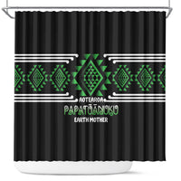 Aotearoa Atua Papatuanuku Shower Curtain Maori Earth Mother Taniko Motifs LT14 Green - Polynesian Pride