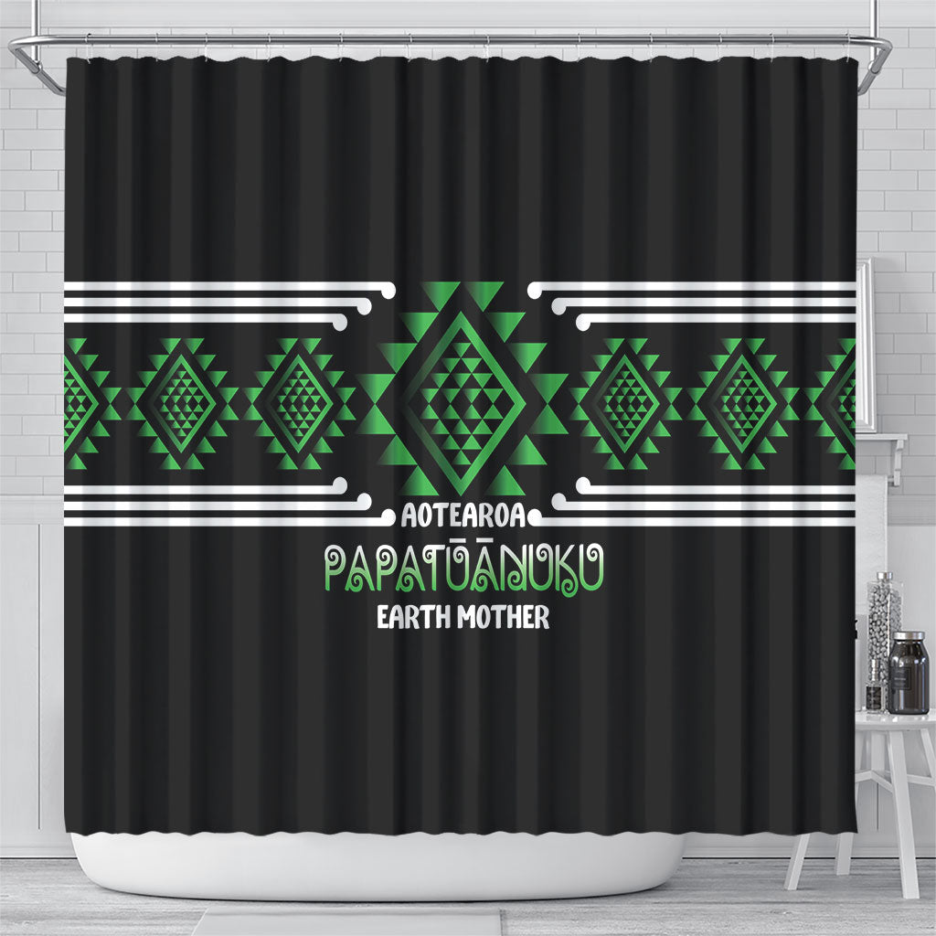 Aotearoa Atua Papatuanuku Shower Curtain Maori Earth Mother Taniko Motifs LT14 - Polynesian Pride