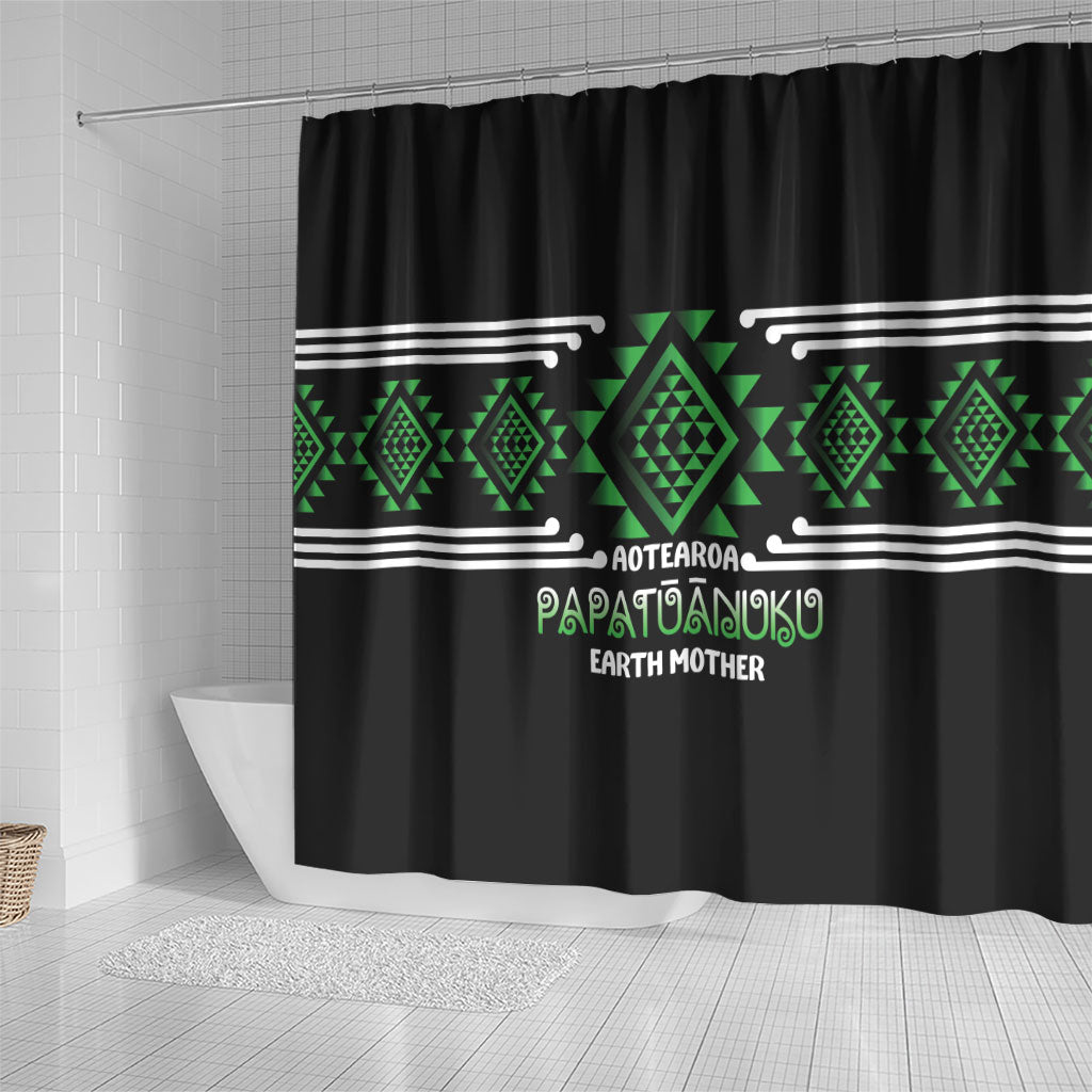 Aotearoa Atua Papatuanuku Shower Curtain Maori Earth Mother Taniko Motifs LT14 - Polynesian Pride