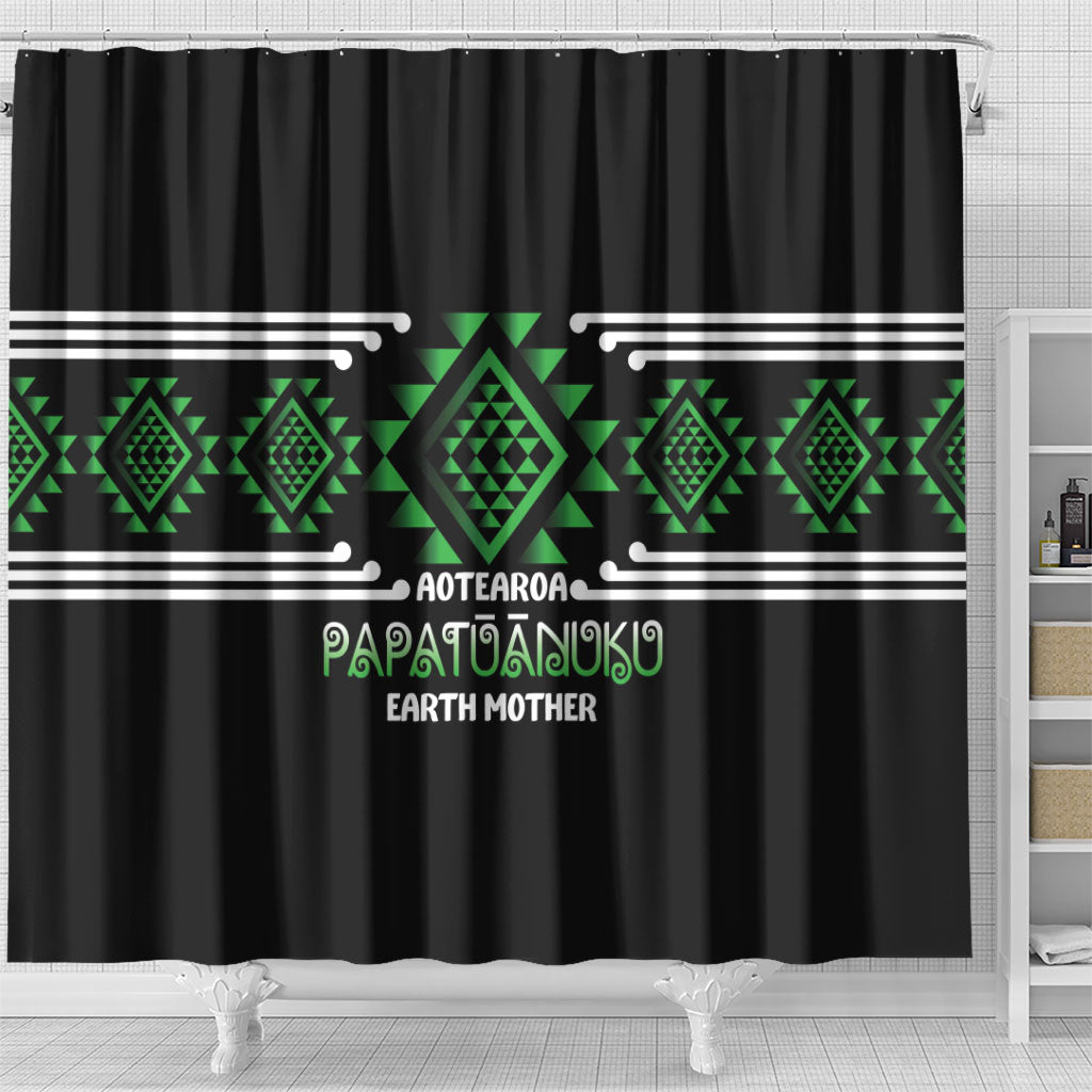 Aotearoa Atua Papatuanuku Shower Curtain Maori Earth Mother Taniko Motifs LT14 - Polynesian Pride