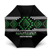 Aotearoa Atua Papatuanuku Umbrella Maori Earth Mother Taniko Motifs LT14 One Size Folded 11.42 inch Opened Diameter 37.4 inch Green - Polynesian Pride
