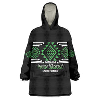 Aotearoa Atua Papatuanuku Personalised Wearable Blanket Hoodie Maori Earth Mother Taniko Motifs LT14 One Size Green - Polynesian Pride