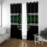 Aotearoa Atua Papatuanuku Window Curtain Maori Earth Mother Taniko Motifs LT14 With Grommets Green - Polynesian Pride