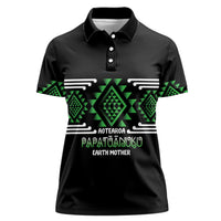Aotearoa Atua Papatuanuku Personalised Women Polo Shirt Maori Earth Mother Taniko Motifs LT14 Female Green - Polynesian Pride
