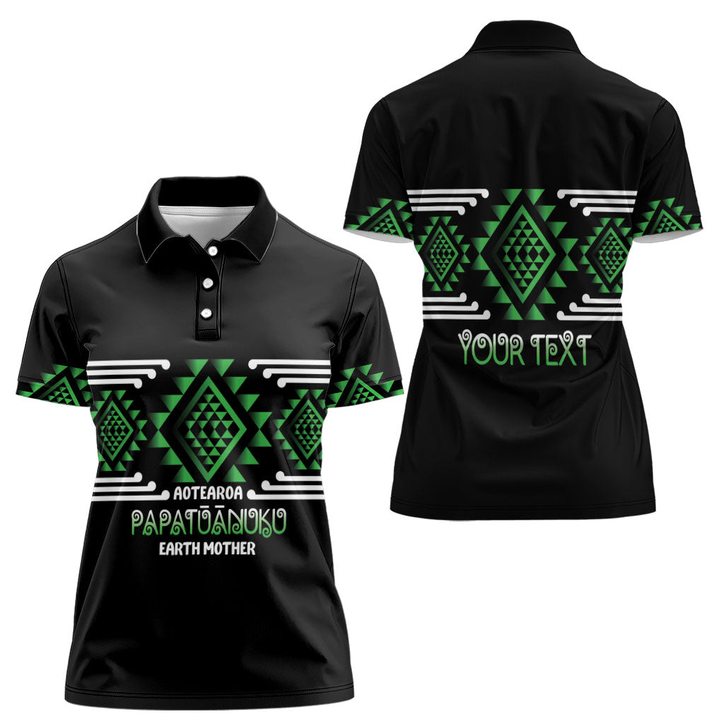 Aotearoa Atua Papatuanuku Personalised Women Polo Shirt Maori Earth Mother Taniko Motifs LT14 - Polynesian Pride