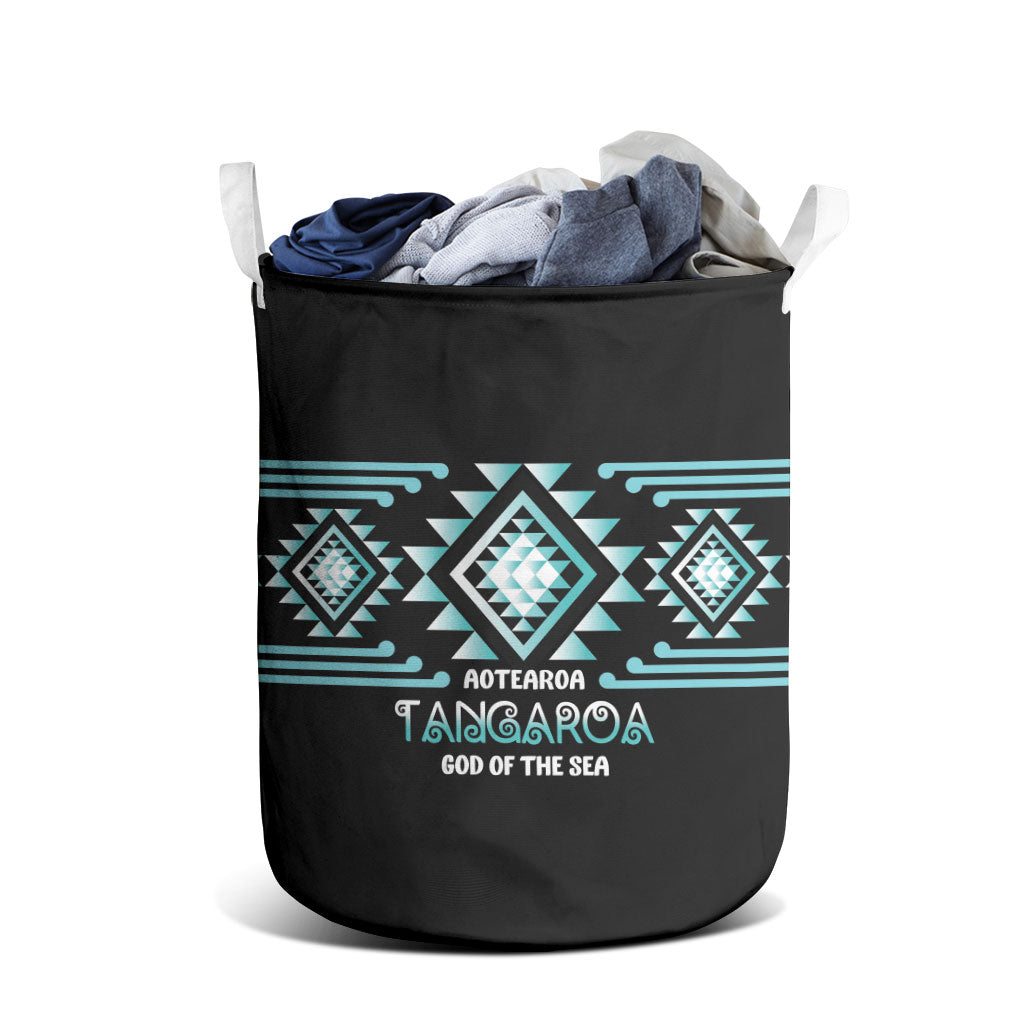 Aotearoa Atua Tangaroa Laundry Basket Maori God Of The Sea Taniko Motifs LT14 - Polynesian Pride