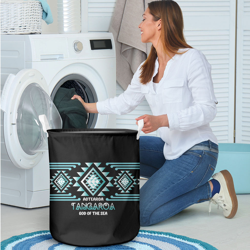 Aotearoa Atua Tangaroa Laundry Basket Maori God Of The Sea Taniko Motifs LT14 - Polynesian Pride