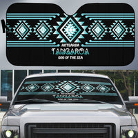 Aotearoa Atua Tangaroa Auto Sun Shade Maori God Of The Sea Taniko Motifs LT14 Turquoise - Polynesian Pride
