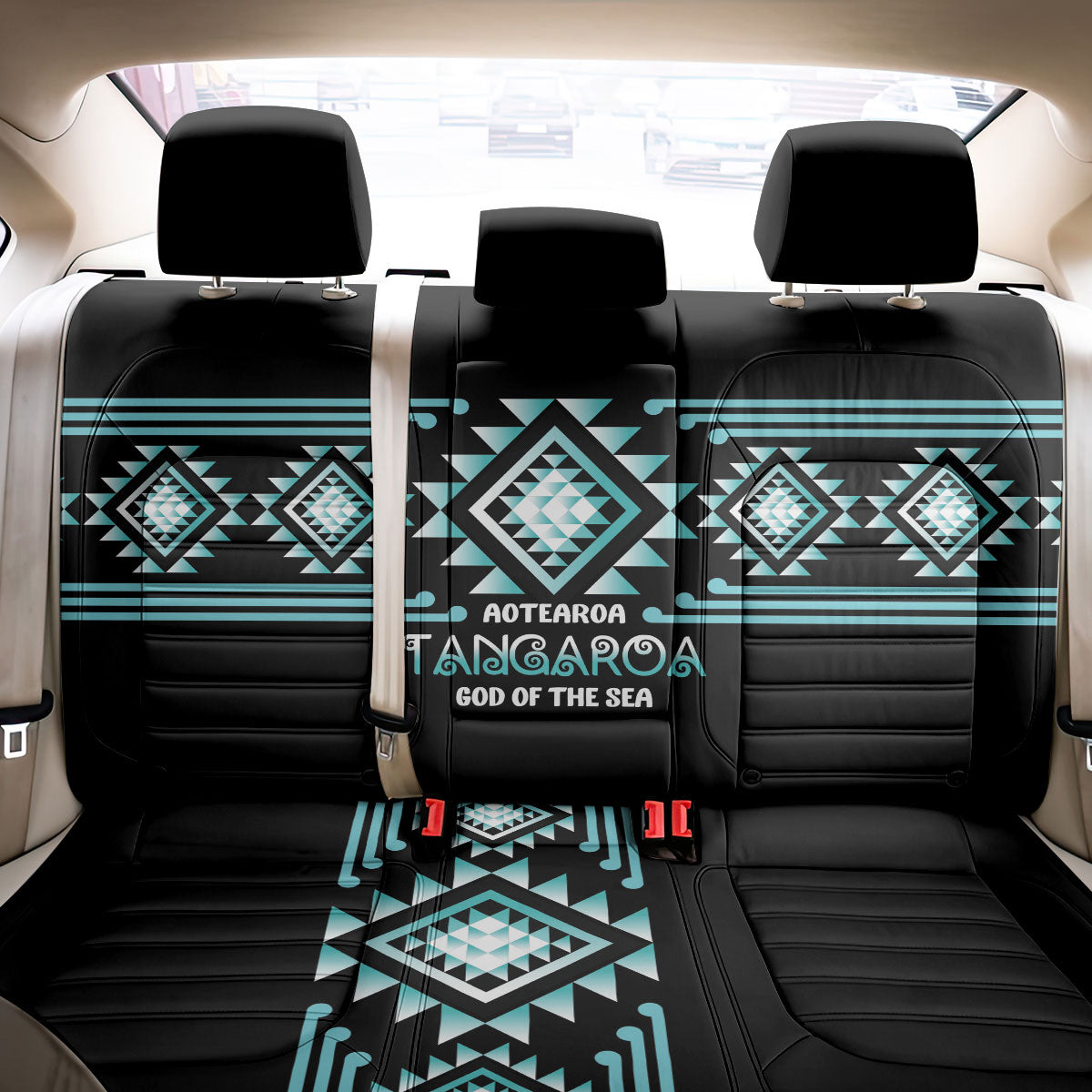 Aotearoa Atua Tangaroa Back Car Seat Cover Maori God Of The Sea Taniko Motifs LT14 - Polynesian Pride