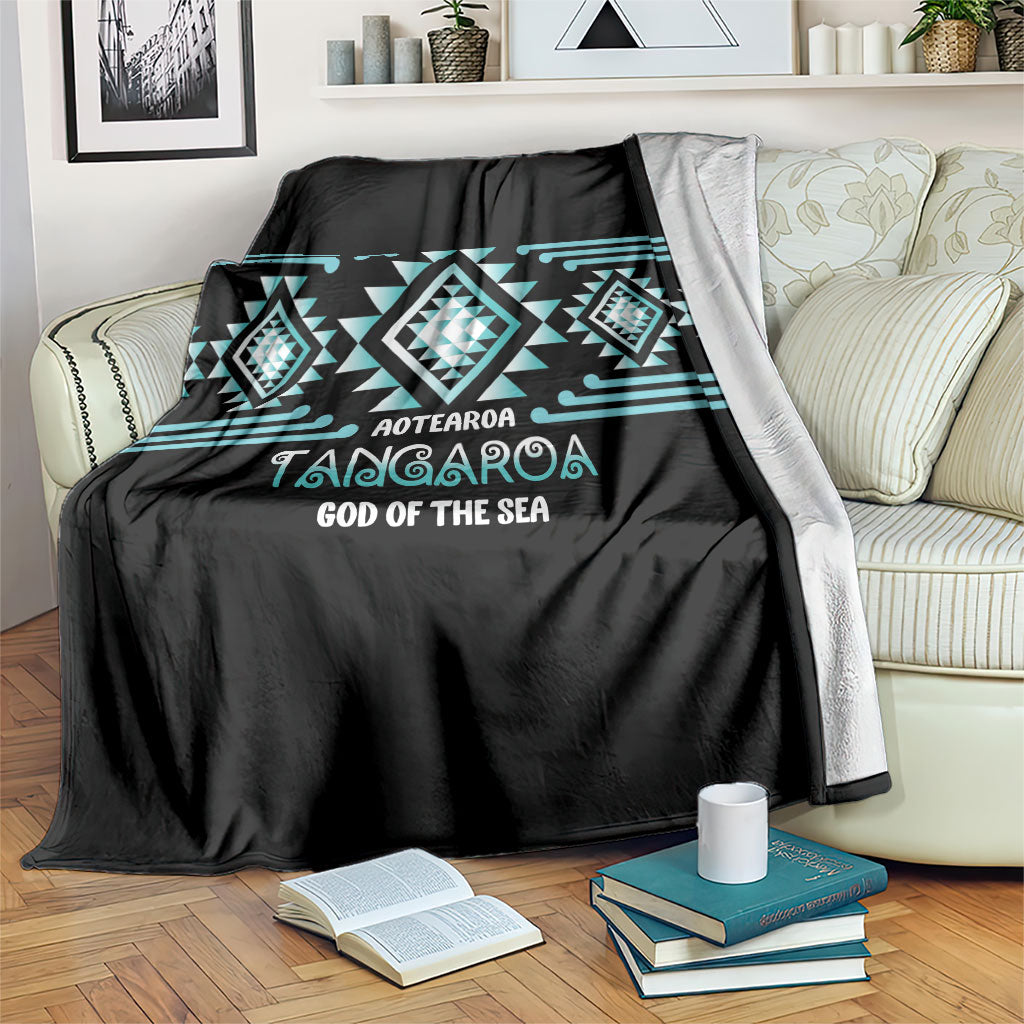 Aotearoa Atua Tangaroa Blanket Maori God Of The Sea Taniko Motifs LT14 Turquoise - Polynesian Pride