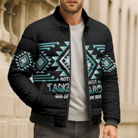 Aotearoa Atua Tangaroa Personalised Bomber Puffer Jacket Maori God Of The Sea Taniko Motifs LT14 - Polynesian Pride