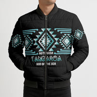 Aotearoa Atua Tangaroa Personalised Bomber Puffer Jacket Maori God Of The Sea Taniko Motifs LT14 - Polynesian Pride