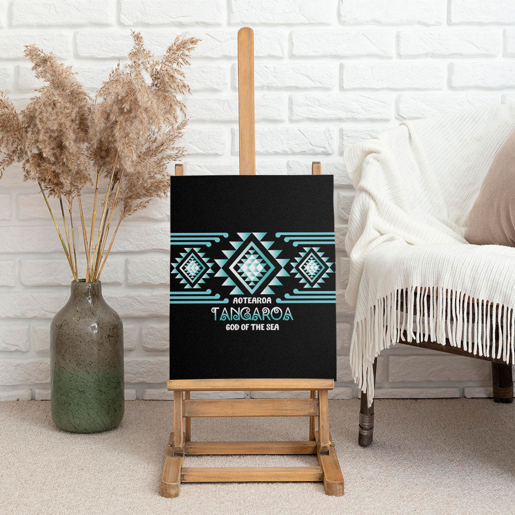 Aotearoa Atua Tangaroa Canvas Wall Art Maori God Of The Sea Taniko Motifs LT14 - Polynesian Pride