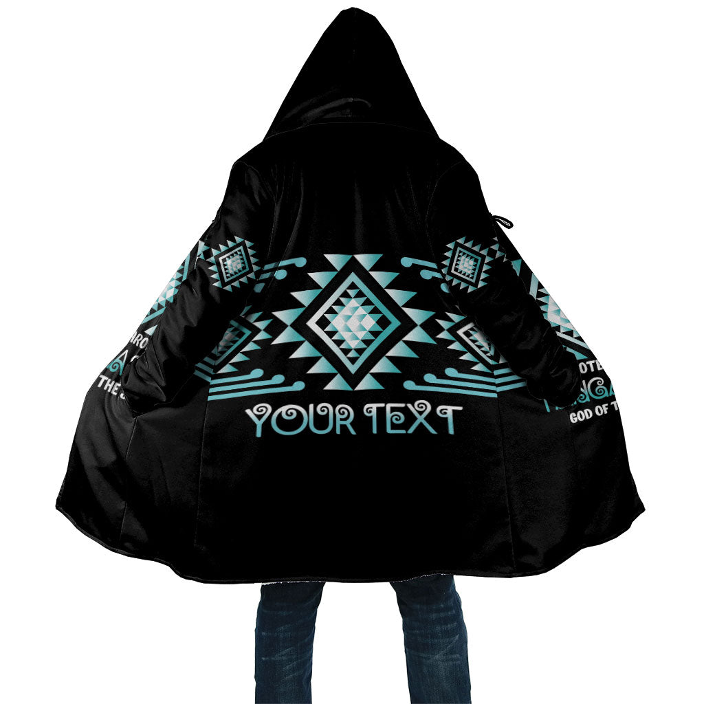 Aotearoa Atua Tangaroa Personalised Cloak Maori God Of The Sea Taniko Motifs LT14 Unisex Turquoise - Polynesian Pride