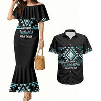 Aotearoa Atua Tangaroa Personalised Couples Matching Mermaid Dress and Hawaiian Shirt Maori God Of The Sea Taniko Motifs LT14 Turquoise - Polynesian Pride