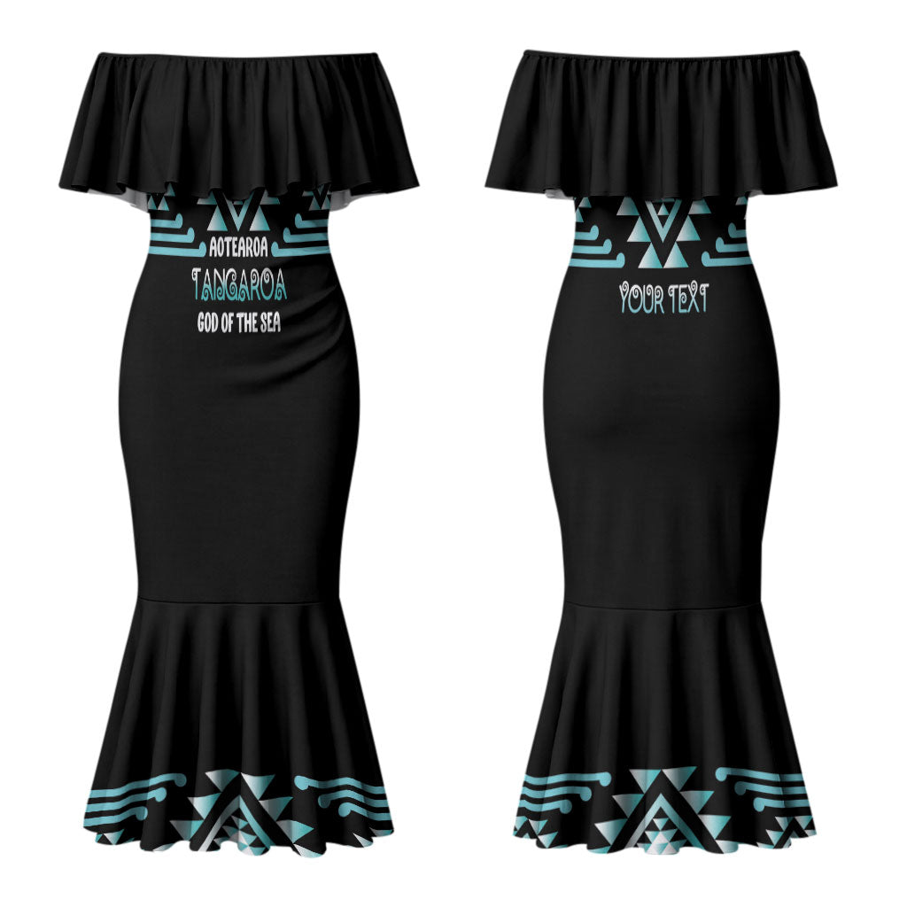 Aotearoa Atua Tangaroa Personalised Couples Matching Mermaid Dress and Hawaiian Shirt Maori God Of The Sea Taniko Motifs LT14 - Polynesian Pride